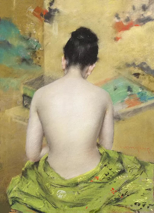 Naked Japanese woman posing sensually