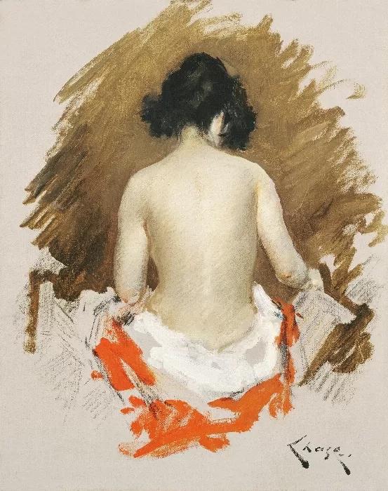 Naked Japanese woman with a kimono