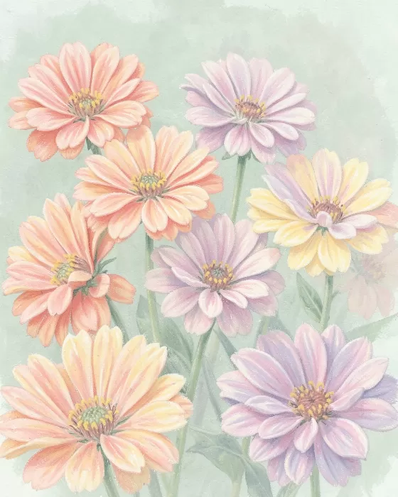 Pastel Zinnias