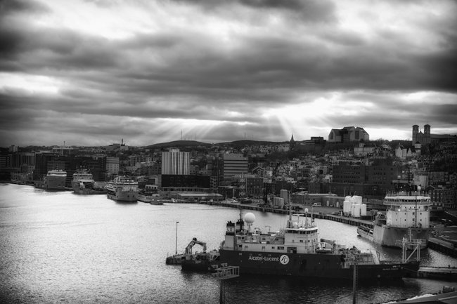 St John's Sunrays BW - Newfoundland art print