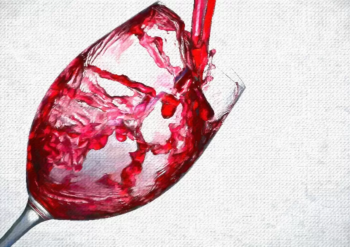 Pouring red wine in glass