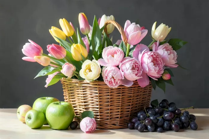 Basket Peonies