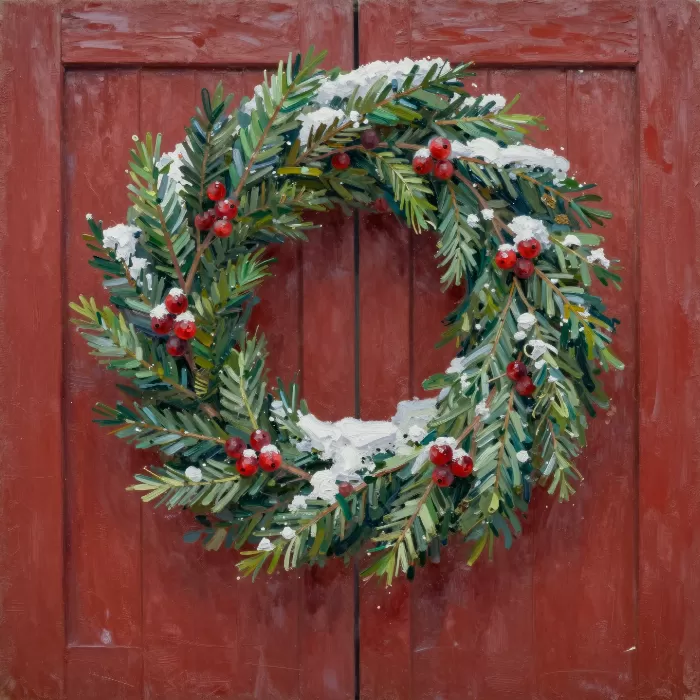 Wreath On Red