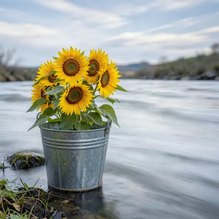Riverside Sunflowers