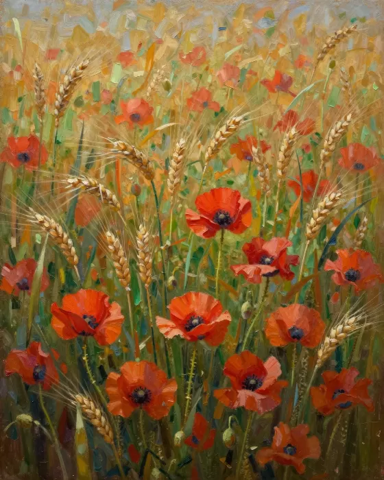Wheat And Poppies