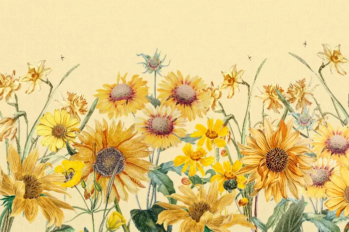 Aesthetic yellow sunflowers