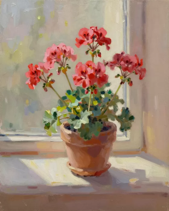 Sunlit Geraniums