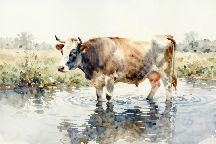Wading Cow