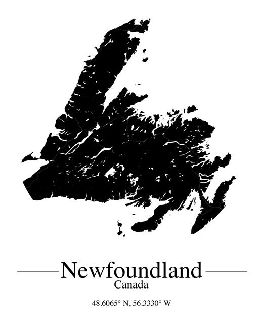 Newfoundland Map - Newfoundland art print