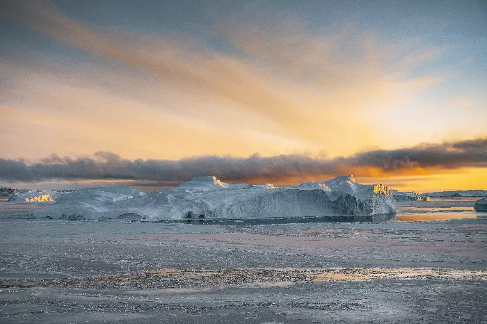 Ice covering the sea in Greenland