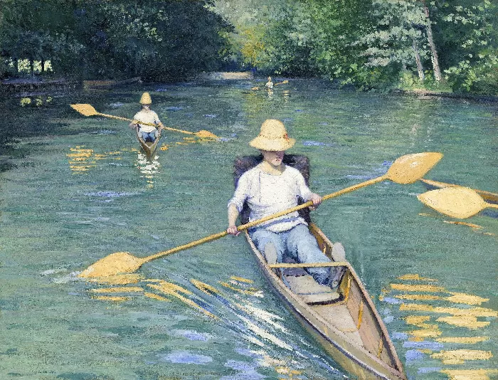 Skiffs 1877 painting in high resolution by Gustave Caillebotte