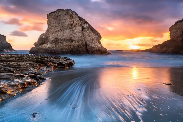 Shark fin cove during sunset