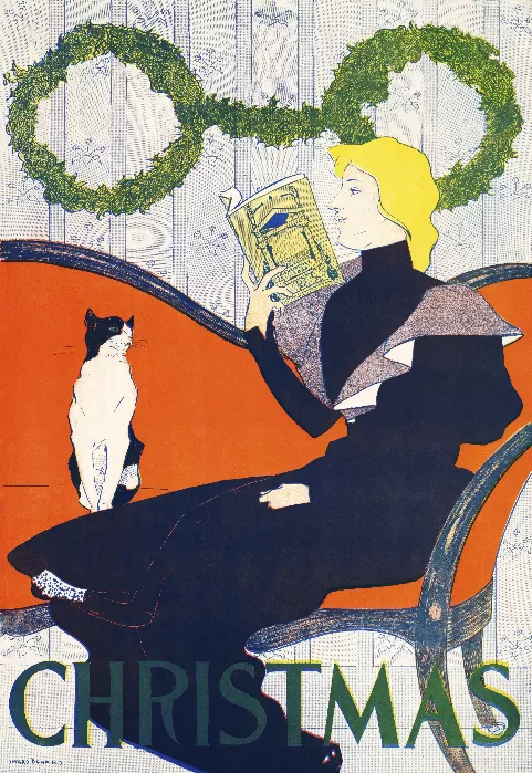Vintage Christmas 1894 print in high resolution by Edward Penfield