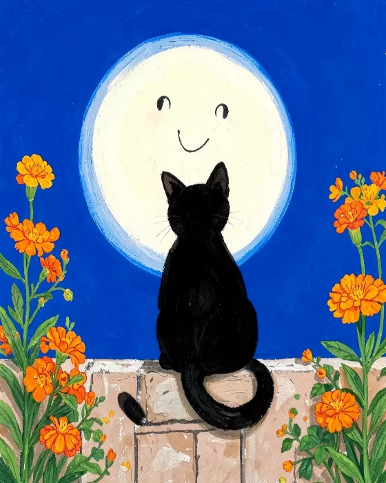 Cat And Moon II