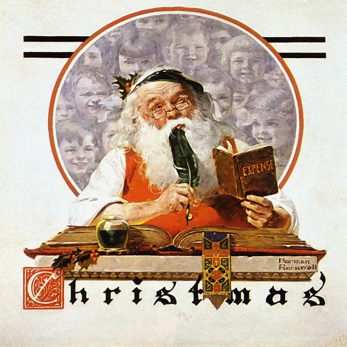 Norman Rockwell Santa and expense book