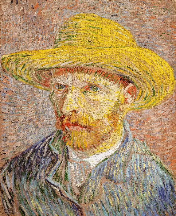 Self-Portrait with a Straw Hat by Vincent Van Gogh