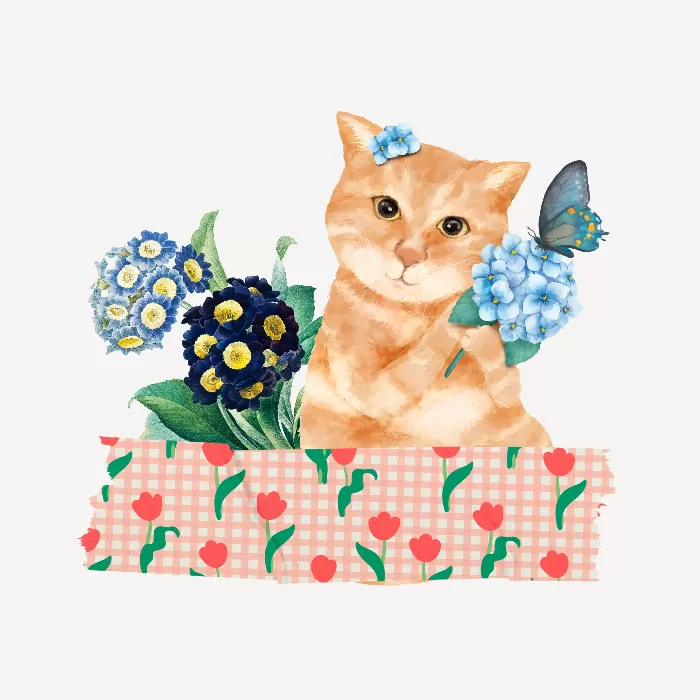 Floral ginger cat