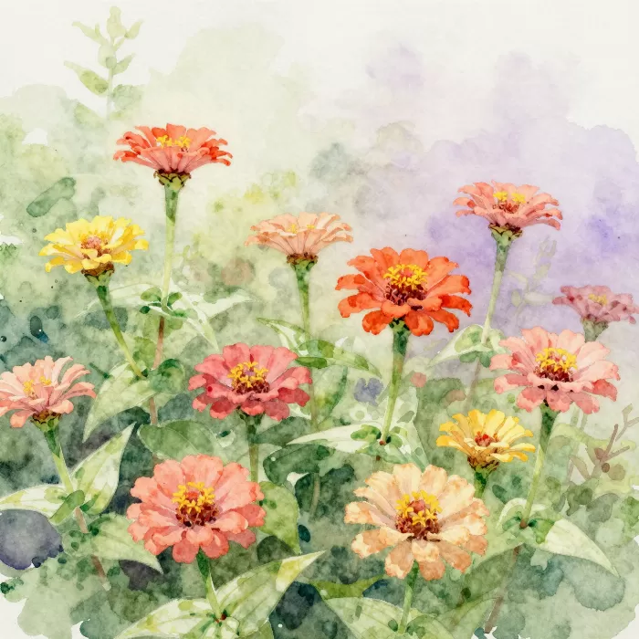 Coral Zinnias