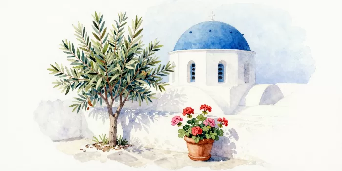 Santorini Courtyard