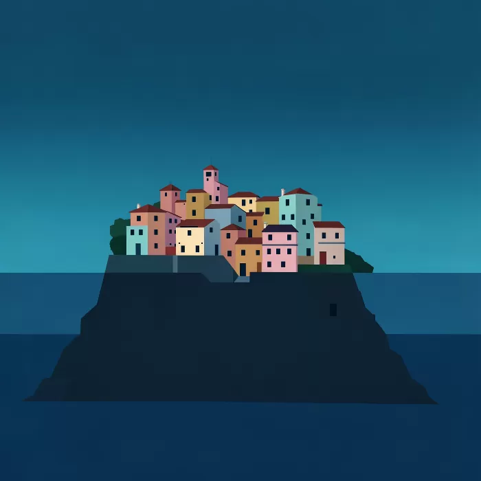 Pastel Cliffside