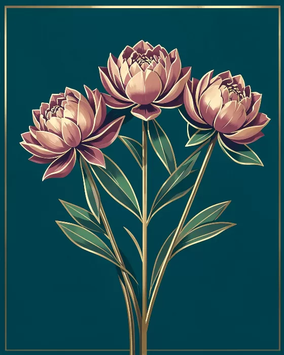 Teal Peonies