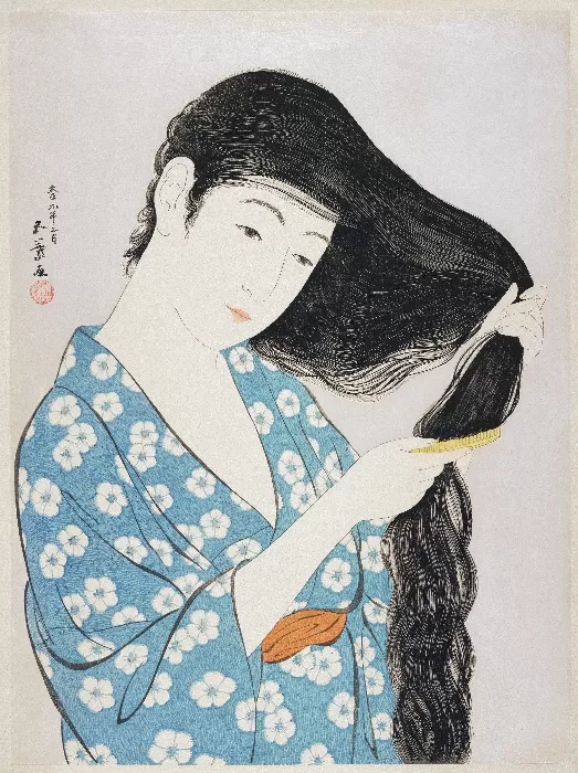 Woman Combing Her Hair