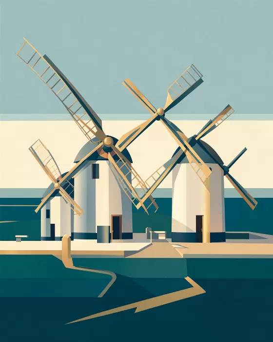 Teal Windmills