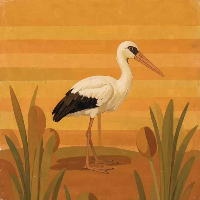Stork In Marsh