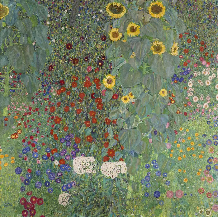 Gustav Klimts Farm Garden with Sunflowers