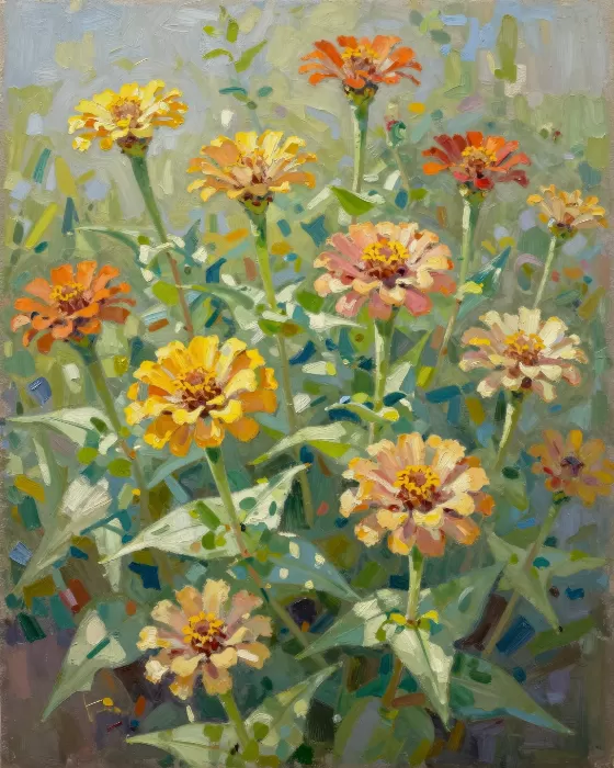Sunlit Zinnias