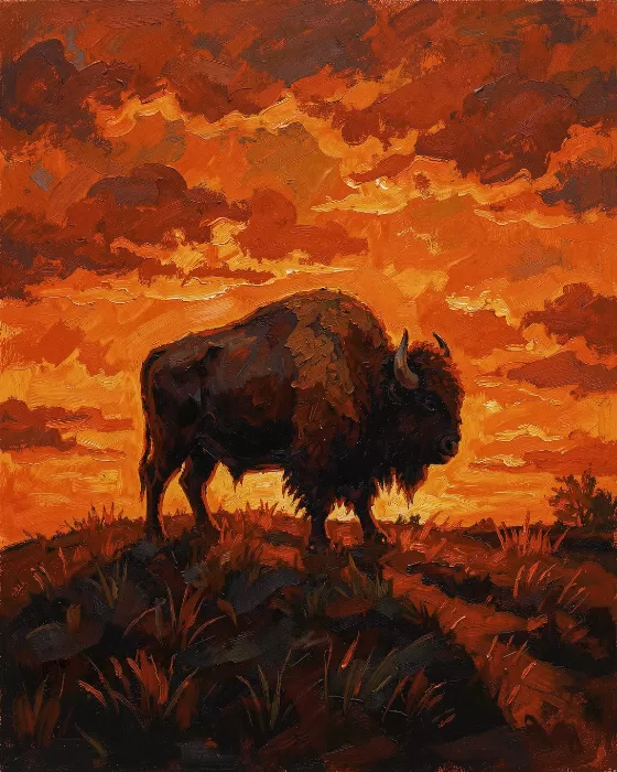 Bison Sunset