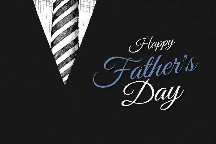 Happy fathers day card with a suit and tie