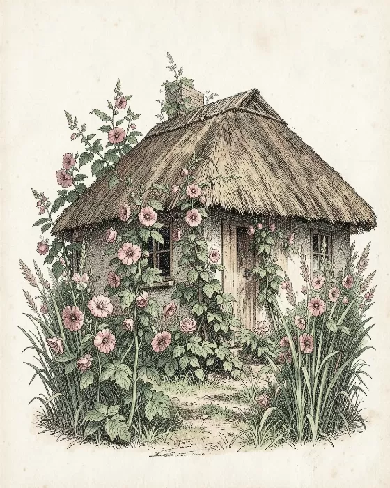 Cottage Hollyhocks