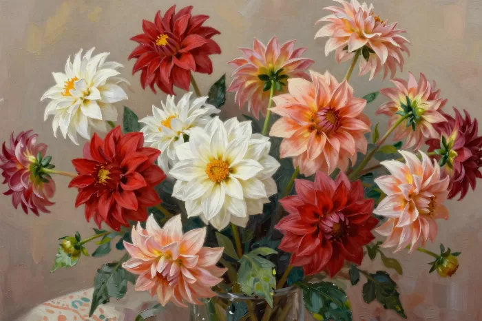 Crimson Dahlias