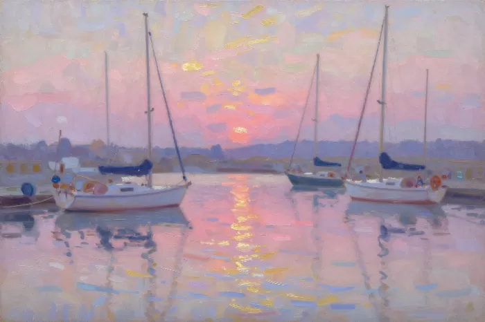 Moored Sailboats