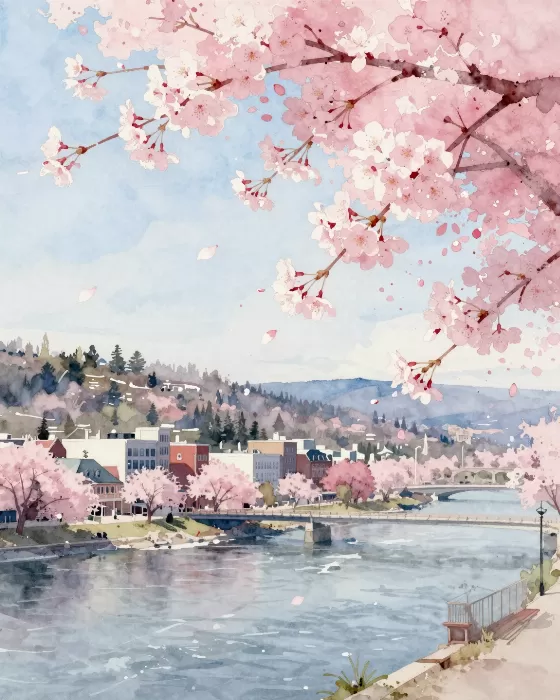 Spring Over River