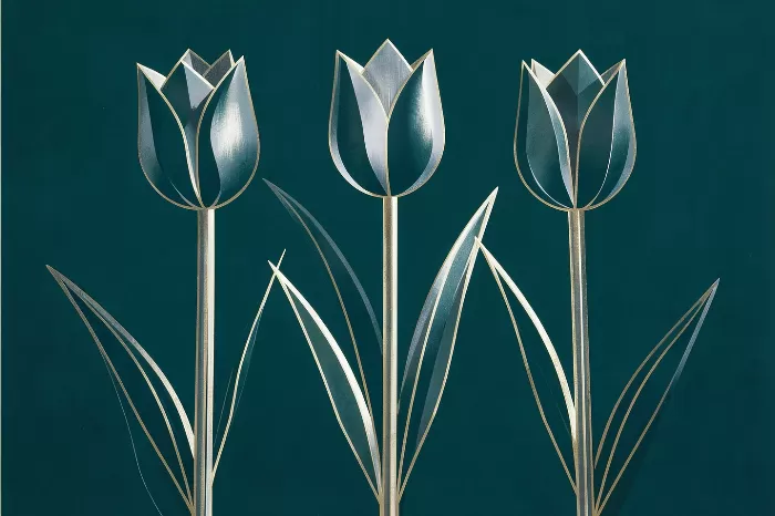 Teal Deco Tulips